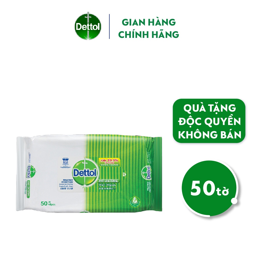 [Mã FMCGDET52 giảm 8% đơn 250k] [Quà tặng độc quyền Dettol] Khăn ướt Dettol kháng khuẩn 50 miếng