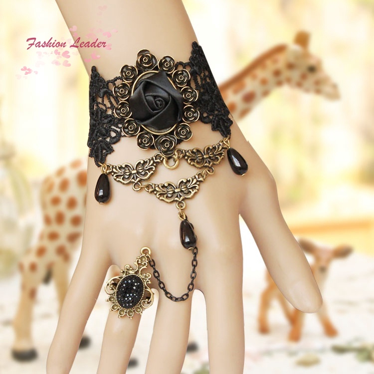 Trang sức đeo tay ren phối đá cosplay Lolita