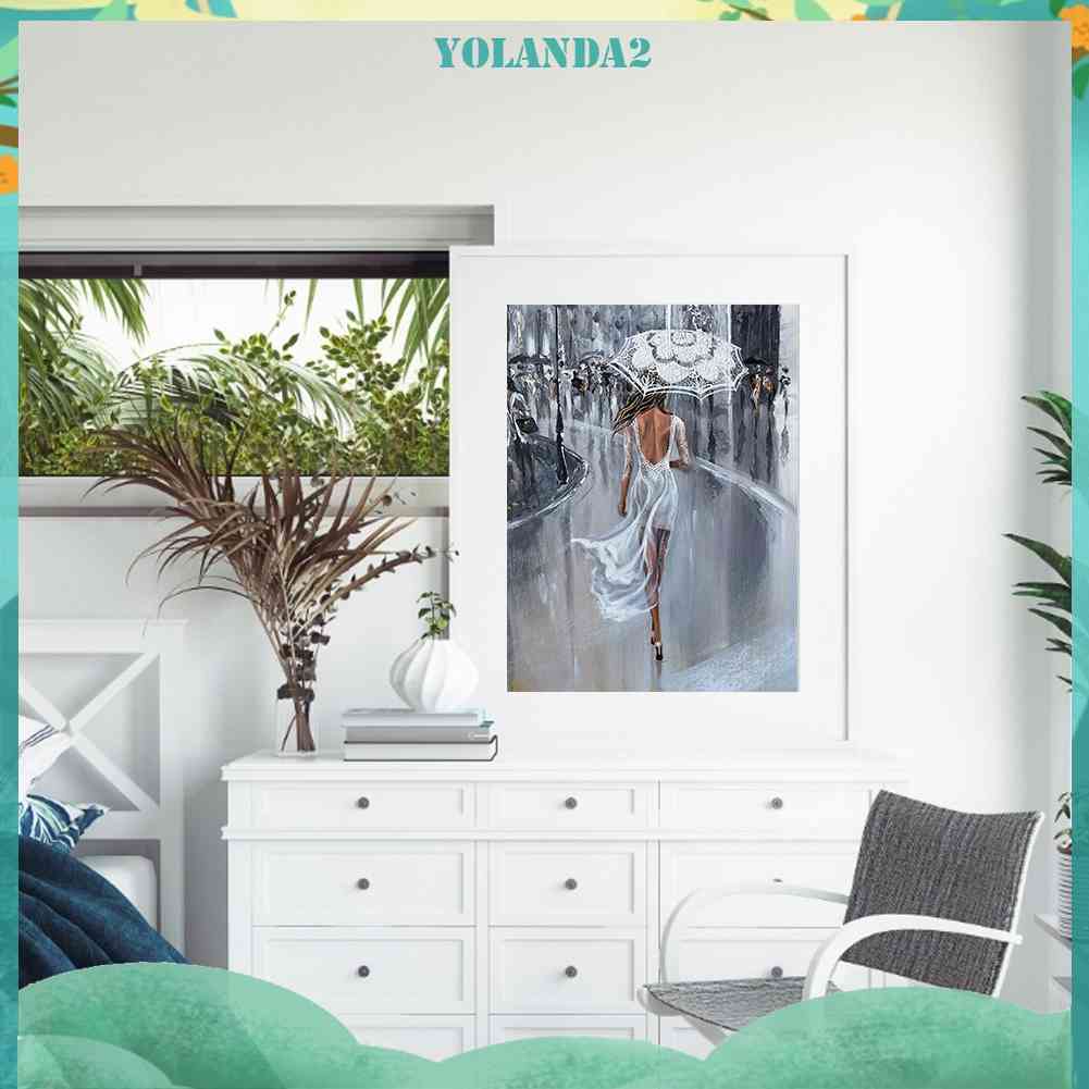 Tranh Thêu Chữ Thập Thủ Công Hình Người Phụ Nữ Cầm Dù 11CT