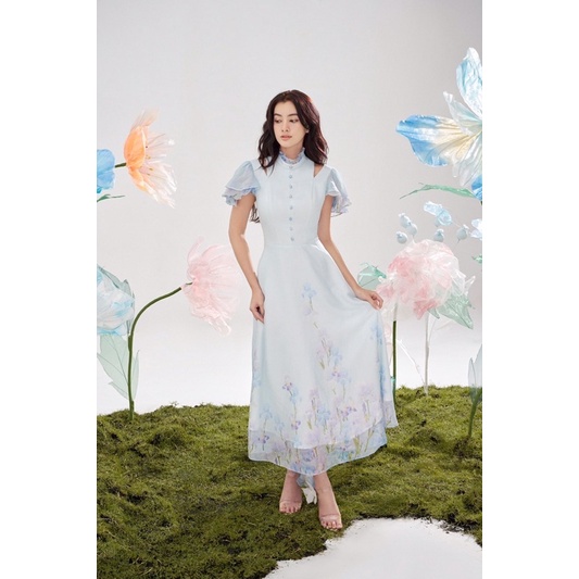 Đầm hoa diên vĩ xanh