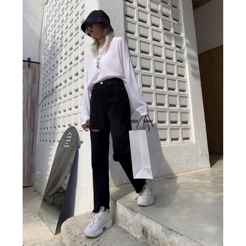 Quần jean nữ GIN dáng suông lưng cao ulzzang (ẢNH THẬT)