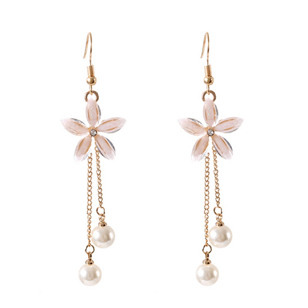 Khuyên tai dáng dài hình bông hoa đính đá phong cách sang trọng cho phái nữ