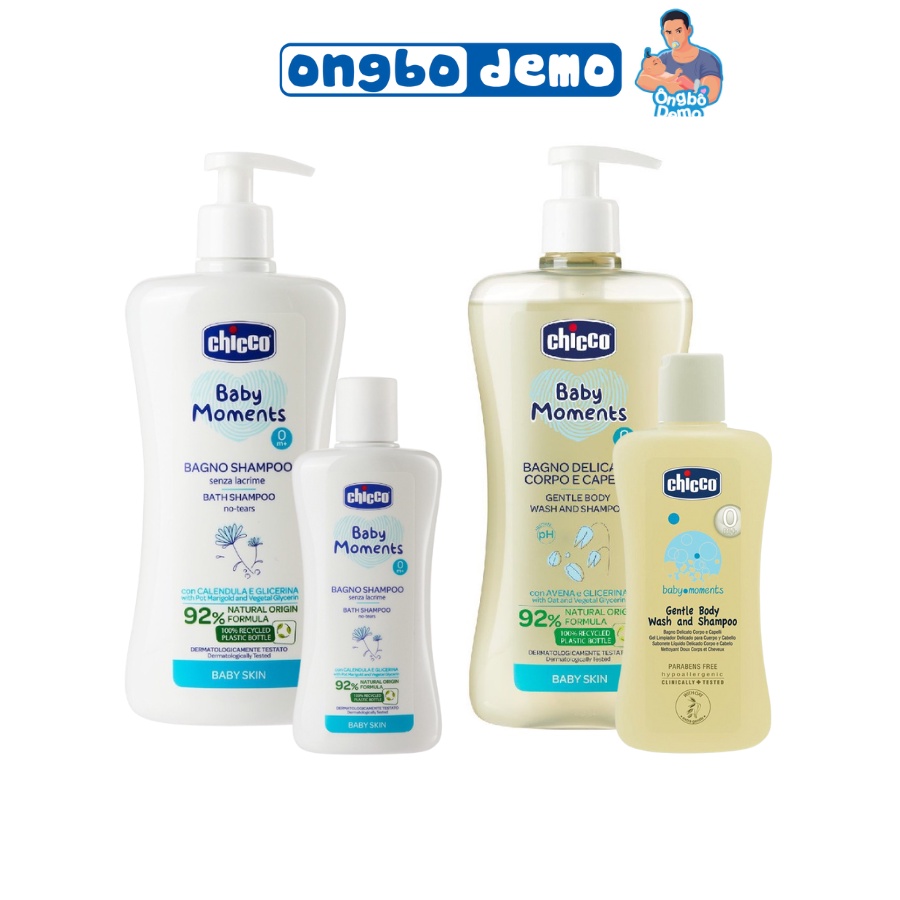 Sữa tắm gội Chicco chiết xuất Hoa Cúc, Yến Mạch dung tích 200ml/500ml cho trẻ sơ sinh - Ongbodemo