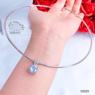 Kiềng bạc nữ, kiềng nhuyễn trơn mặt viên đá trắng cao cấp Orin D5225