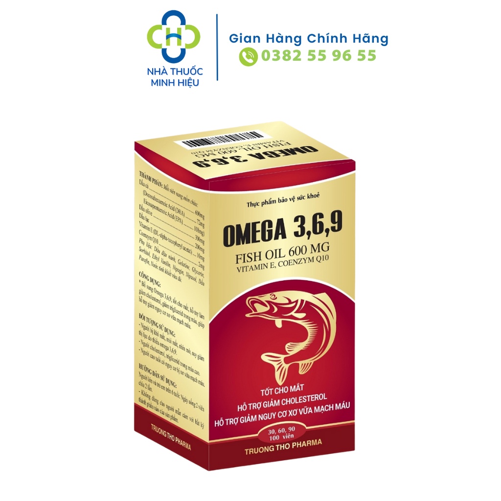 Viên uống  Omega 369 Fish oil 600mg, vitamin e, coenzym Q10 hộp 100 viên