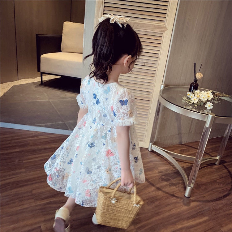 [Kacily]Đầm bé gái 1-8 tuổi voan trắng hồng nhập khẩu/váy công chúa bé gái/đồ bé gái