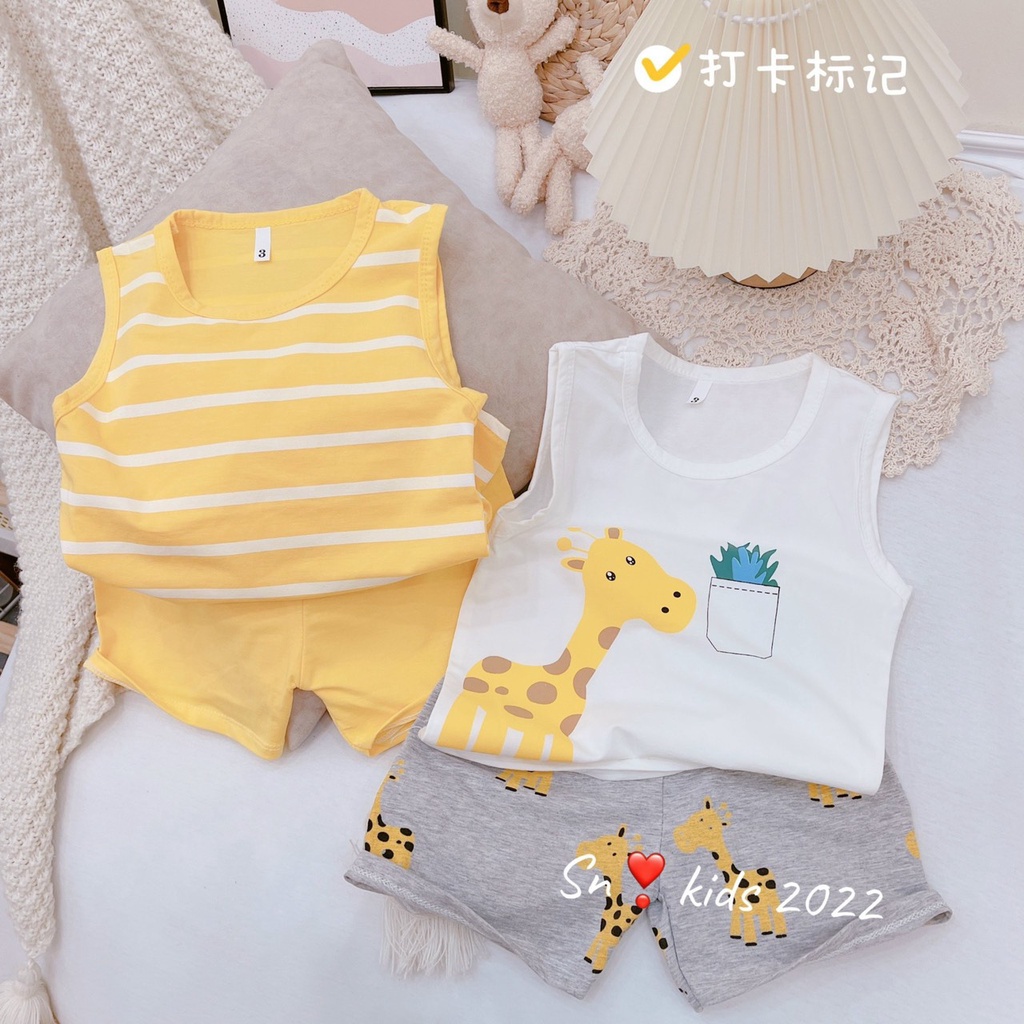 Set Quần Áo Sát Nách  bé trai 2  màu Cực Xinh Cho Bé