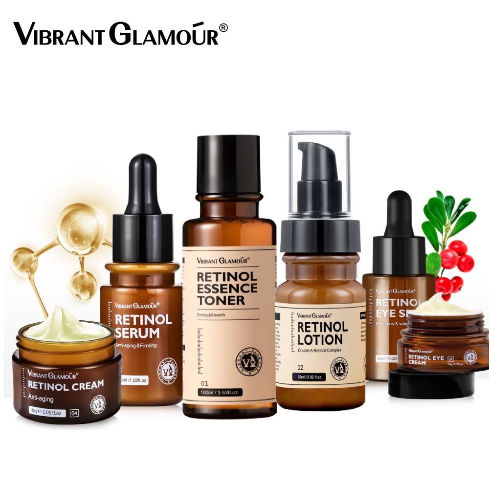 Bộ Kem Dưỡng Da Mặt + Serum Retinol Tự Nhiên + Serum Mắt + Kem Dưỡng Mắt Retinol VA Làm Trắng Chống Lão Hóa Vibrant GLAMOUR
