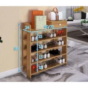 Kệ Để Giày Dép, Kệ Giày Bằng Gỗ 5 Tầng MDF Có Ngăn Kéo, Móc Treo Đồ Lắp Ghép Siêu Tiện Dụng