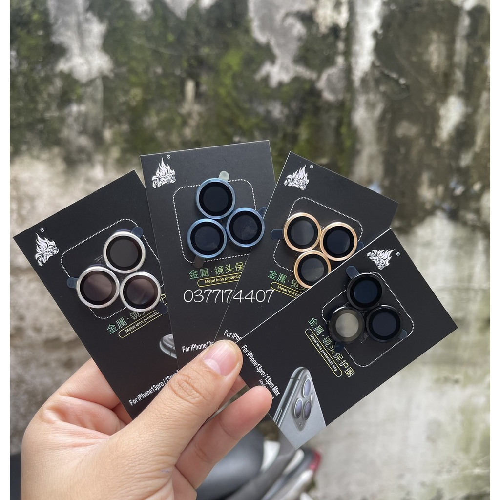 Bộ 3 mắt dán bảo vệ Camera cho iPhone 13 Mini, 13, 13 Pro, 13 Pro Max khung vành nhôm + Kính bảo vệ camera siêu tốt