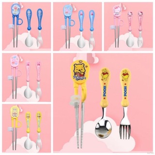Bộ muỗng thìa đũa nĩa doremon/ hello kitty/ heo pepa cho bé tập gắp