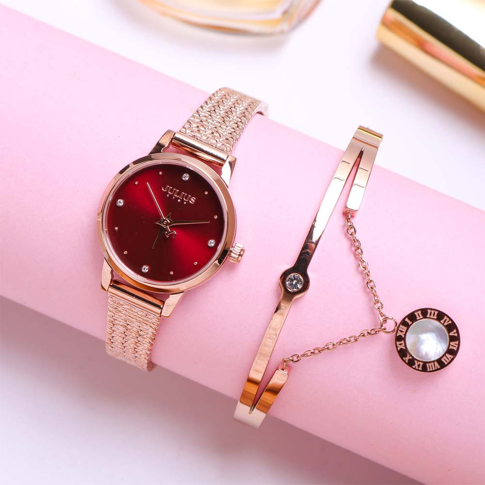 Đồng hồ nữ julius star Hàn Quốc JS-045B dây thép