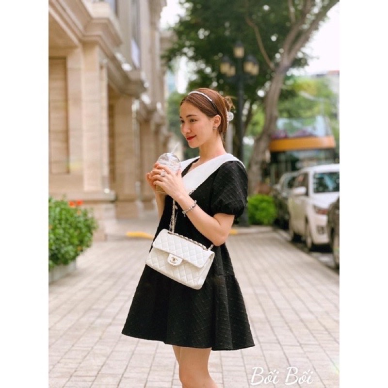 Đầm gấm xốp viền ren 2 lớp