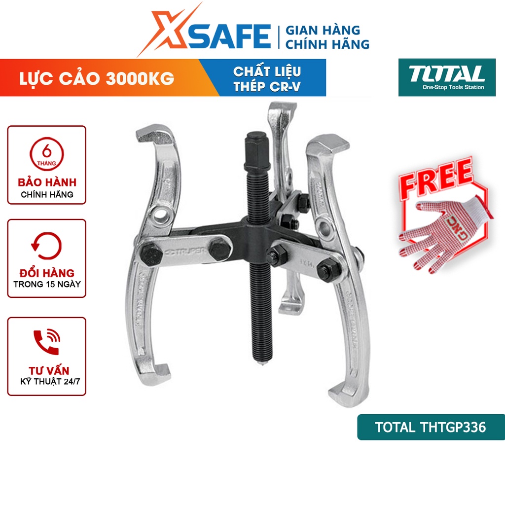 Cảo 3 chấu 3 inch TOTAL THTGP336 | cảo thủy lực Kích thước 3&quot;, Lực cảo tối đa 3000 kg, chất liệu bằng Cr-V, chịu nhiệt