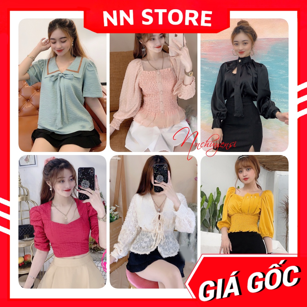 Áo kiểu nữ chất vải MT siêu mềm mịn phối kiểu nơ nhiều màu dễ thương 🛑 Áo công sở nữ