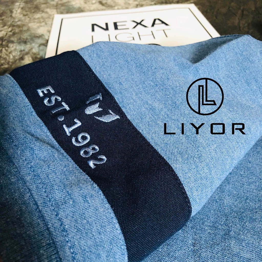 Áo thun nam (DEALSHOCK) có cổ cao cấp thêu họa tiết đơn giản phối màu độc đáo - Liyor - ACB4037