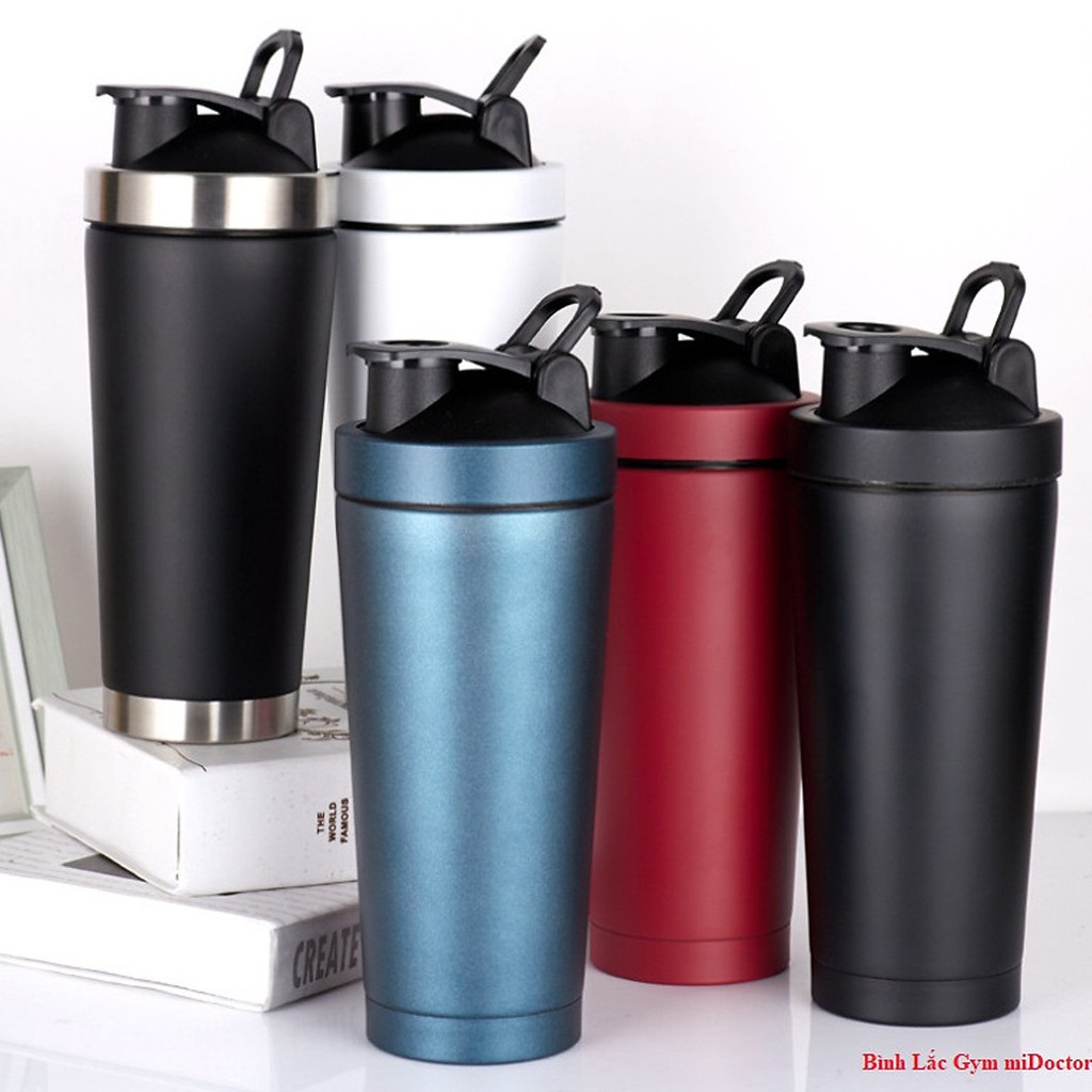 Bình Lắc Inox Shaker Tập Gym, Tập Thể Thao, Du Lịch – Kèm Bóng Lò Xo Lắc