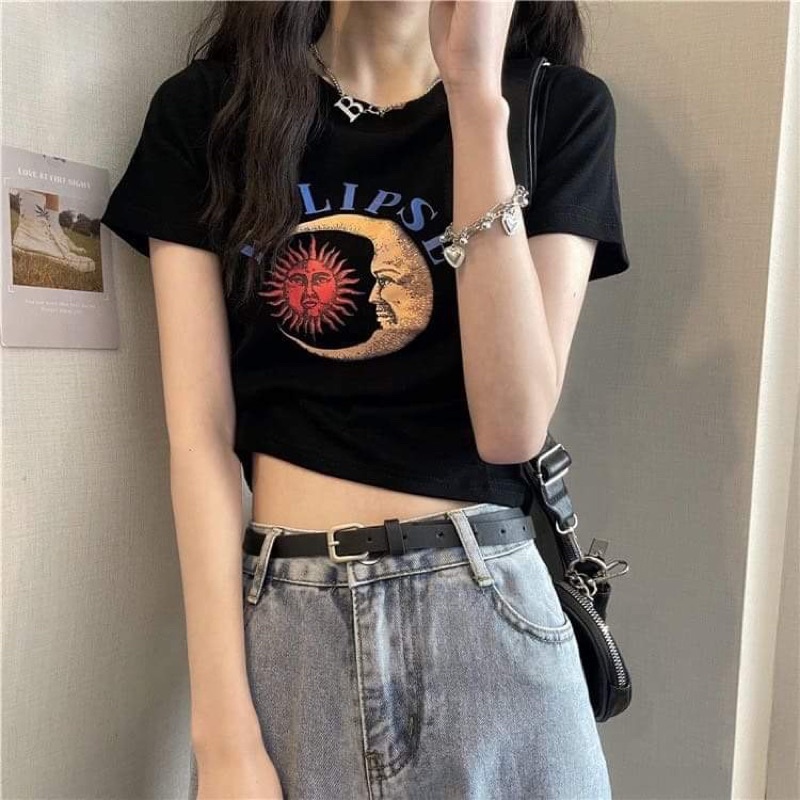 Áo croptop rua mặt trắng, mặt trời KA6