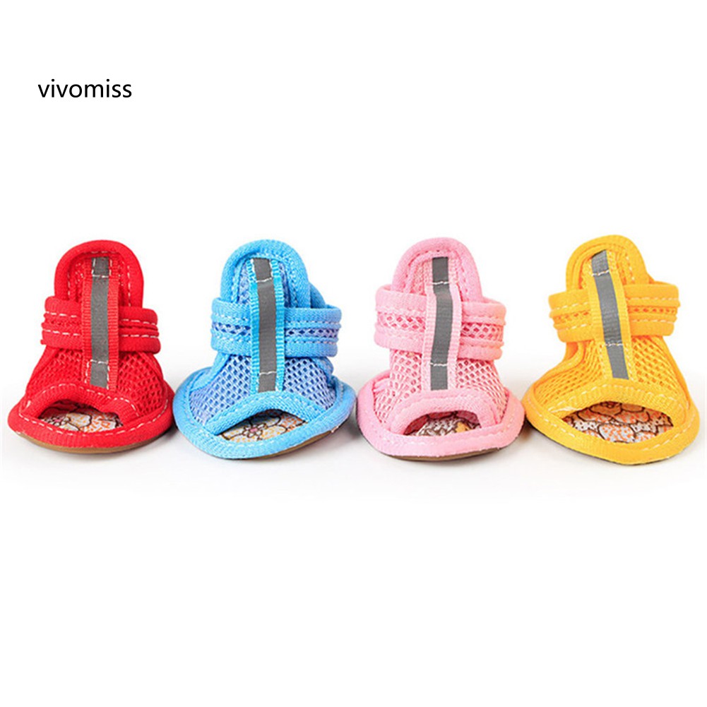 Set 4 giày cao su phối lưới chống trượt cho thú cưng