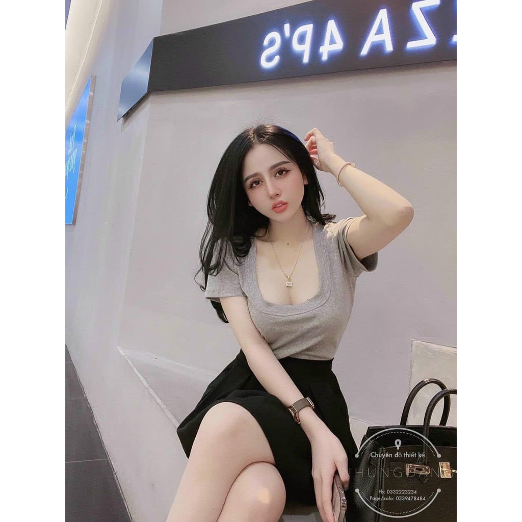 Áo phông cổ U hot hit - áo cổ chữ u ( kèm ảnh thật,video)