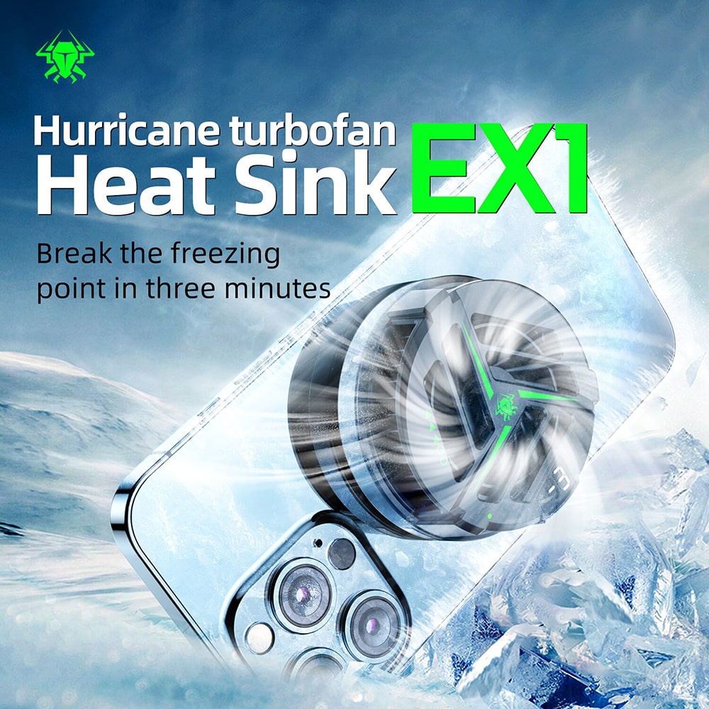 Quạt tản nhiệt điện thoại sò lạnh từ tính Plextone EX1 màn hình hiển thị nhiệt độ Led RGB - Tản nhiệt máy tính bảng EX1
