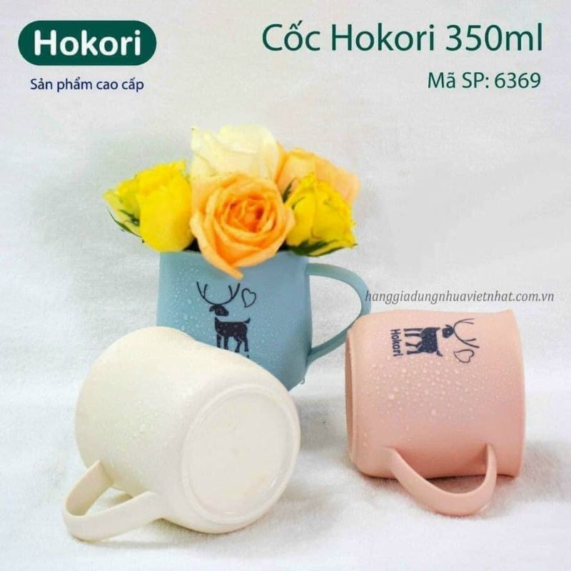 Cốc nhựa HOKORI 350ml có quai cầm tiện lợi -Nhiều mẫu