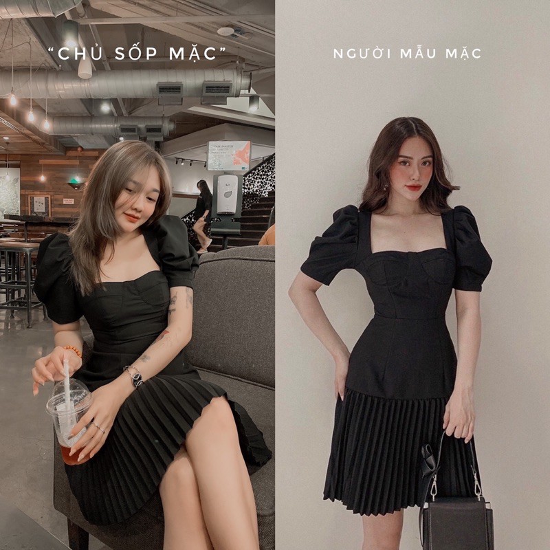 đầm tay phồng dập ly | BigBuy360 - bigbuy360.vn