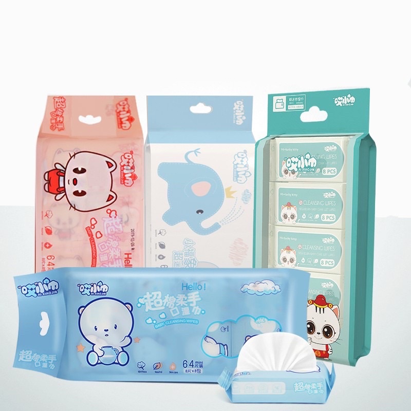 Sét 8 gói khăn giấy ướt mini bỏ túi tiện lợi