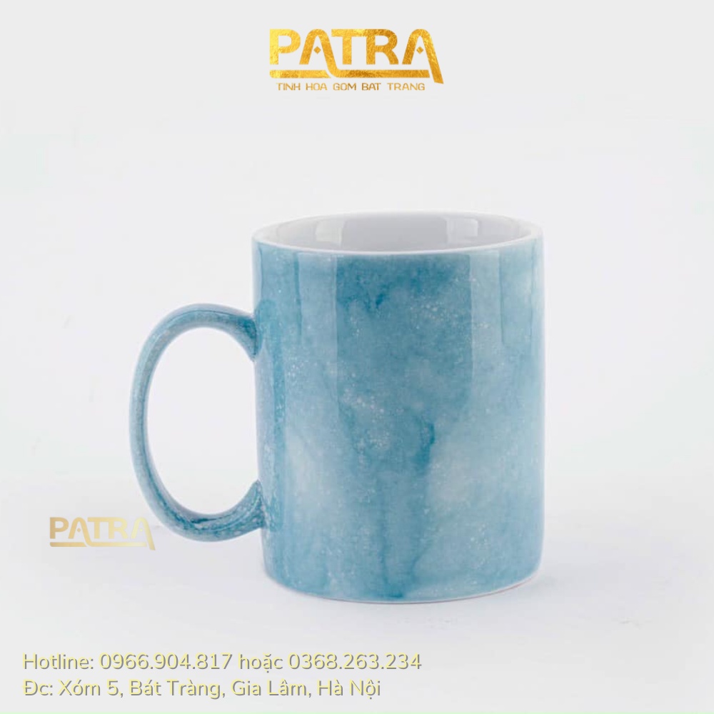 Cốc sứ Bát Tràng chính hãng men vân đá, ly sứ uống nước, trà, cà phê 330ml nhiều màu