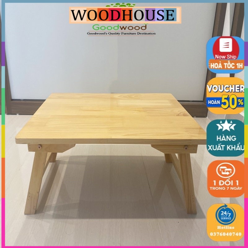 Bàn Học Gấp Gọn Gỗ Đa Năng Chân Xếp 60x40cm - Bàn trà chữ nhật sofa/cafe ngồi bệt gấp gọn gỗ tự nhiên đa năng