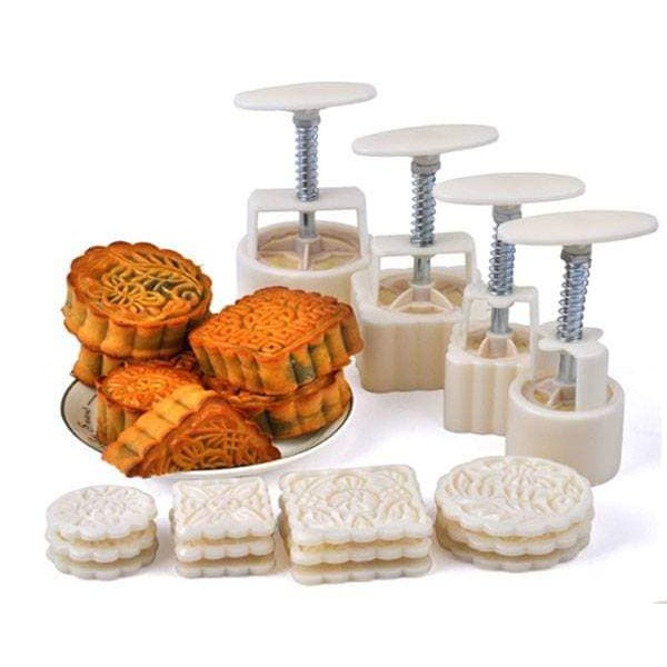 KHUÔN BÁNH TRUNG THU LÒ XO 100G 4 MẶT THIẾT KẾ ĐẸP MẮT