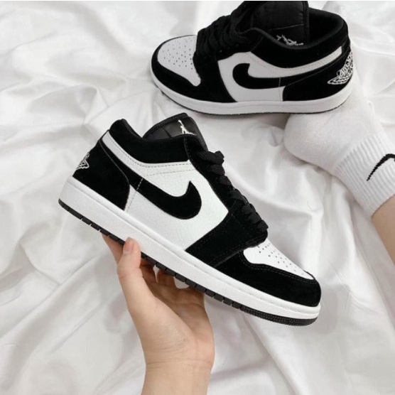 Giày Jordan 1 Low Panda, Giày Thể Thao JD1 Cổ Thấp Màu Đen Trắng Trẻ Trung Nam Nữ 2021