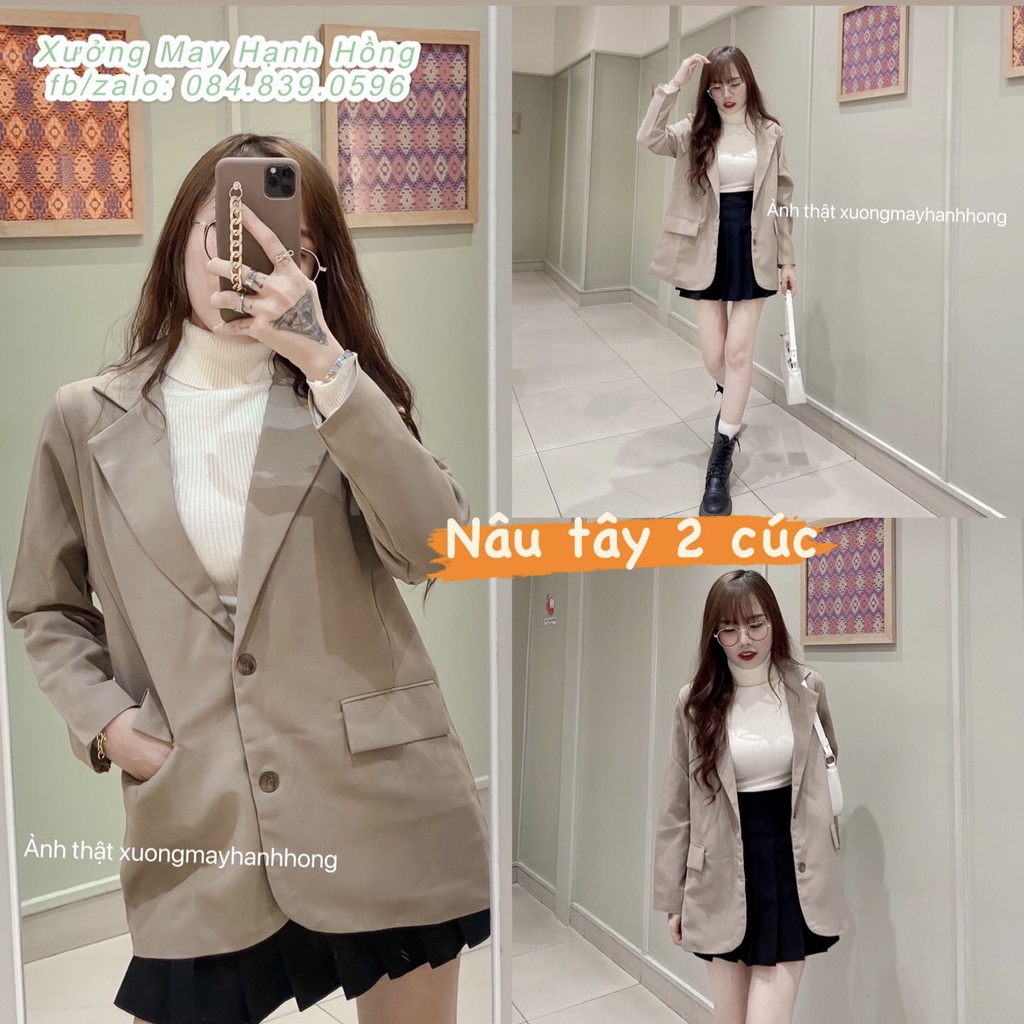 Áo blazer 4 cúc túi nắp hàn quốc - Áo vest 2 lớp kèm ảnh/video thật