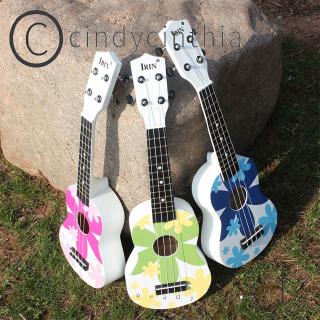 21inch Ukulele Flower Pattern Basswood Ukelele 4 Strings Instrument with Bag+Strap+String+Capo for Music Performance