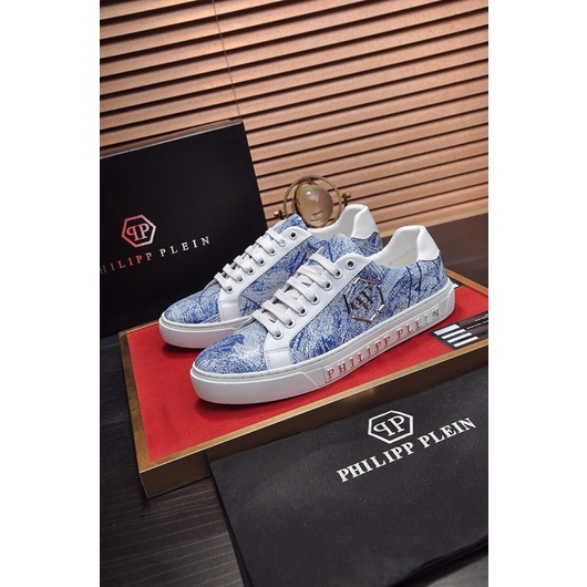 Giày sneaker nam PHILIPP PLEI* da mềm, họa tiết hiện đại thời trang