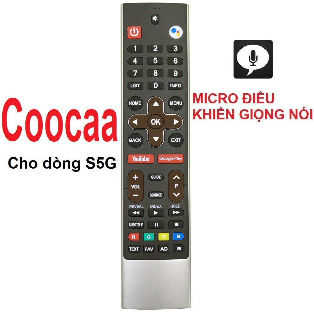 Remote điều khiển tivi COOCAA dòng S5G (Micro điều khiển giọng nói)