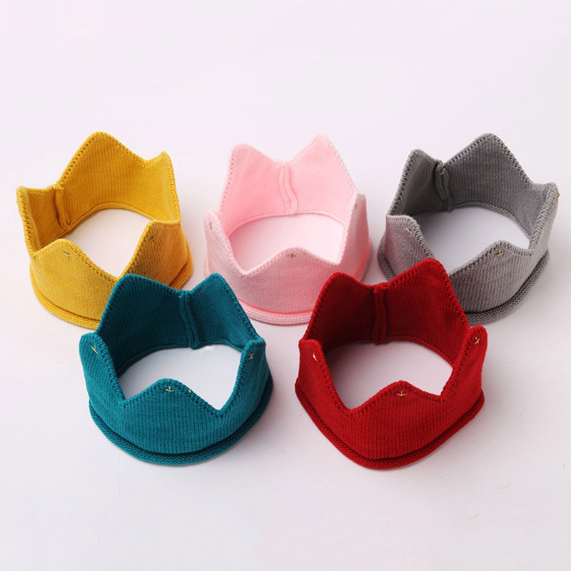 Mũ Len Cotton Mềm Mại Hình Vương Miện Làm Phụ Kiện Chụp Ảnh Cho Bé