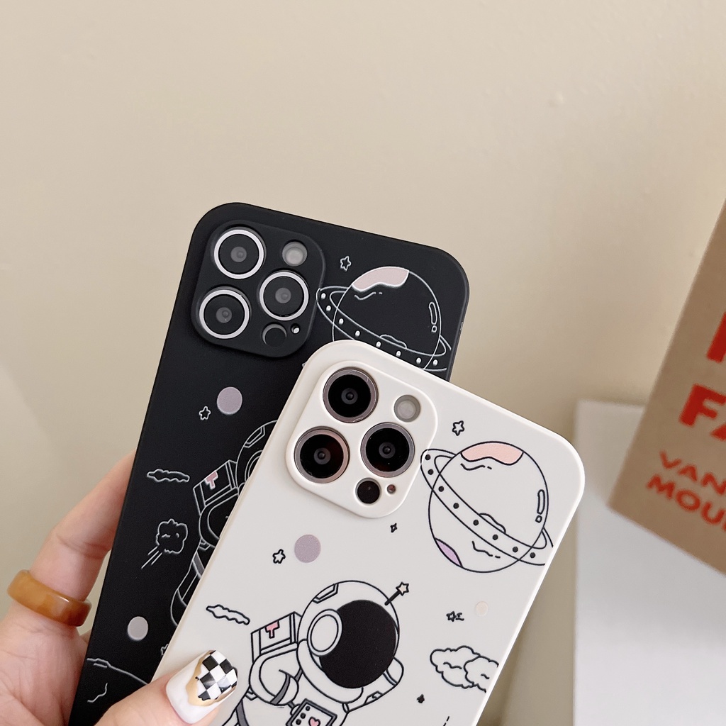 Ốp Điện Thoại Silicone Mềm Họa Tiết Phi Hành Gia Cho iPhone 14 13 12 11 Pro Max Mini XS XR X 8 7 6 6S Plus + SE 2020