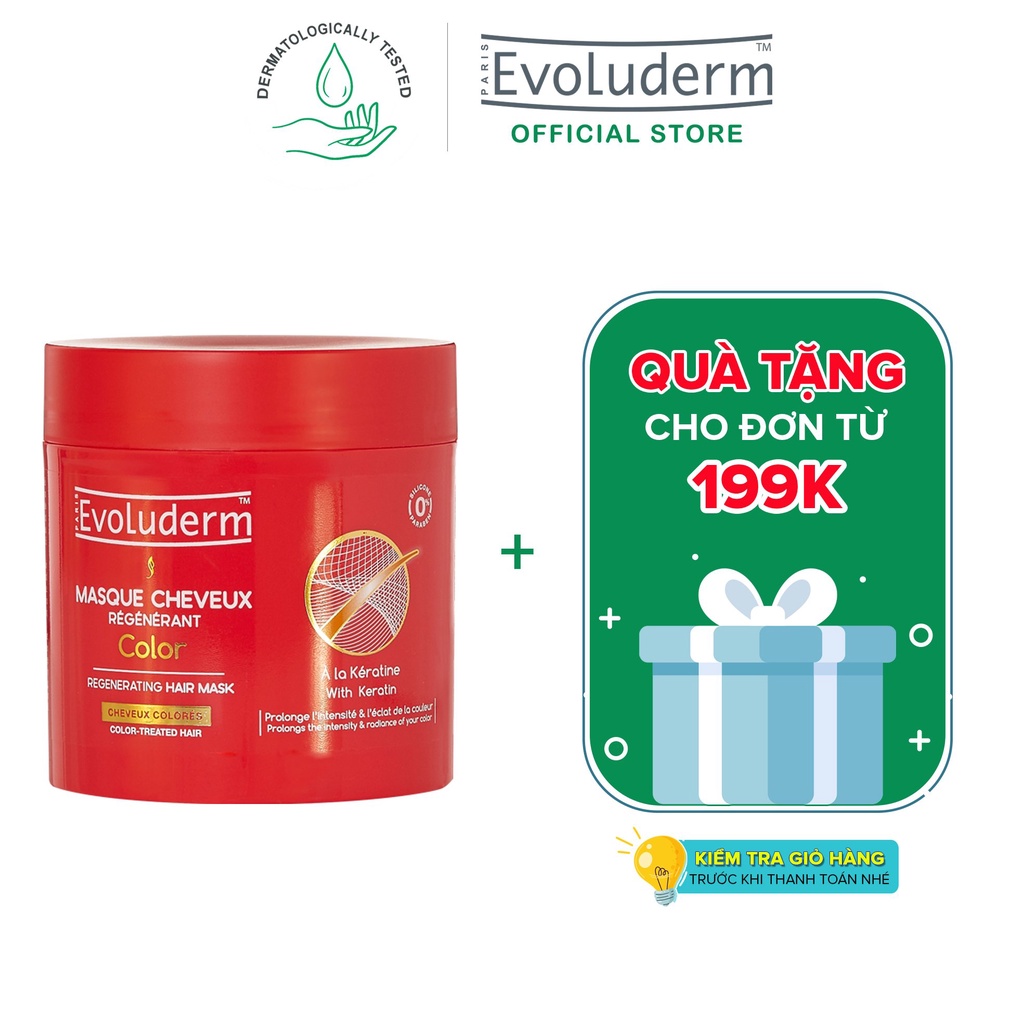 Kem ủ dành cho tóc uốn nhuộm Evoluderm Masque Cheveux Régénérant Color 500ml