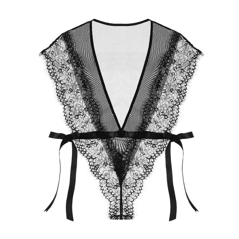 Bộ đồ ngủ một mảnh phối ren cổ chữ V khoét sâu gợi cảm cho nữ