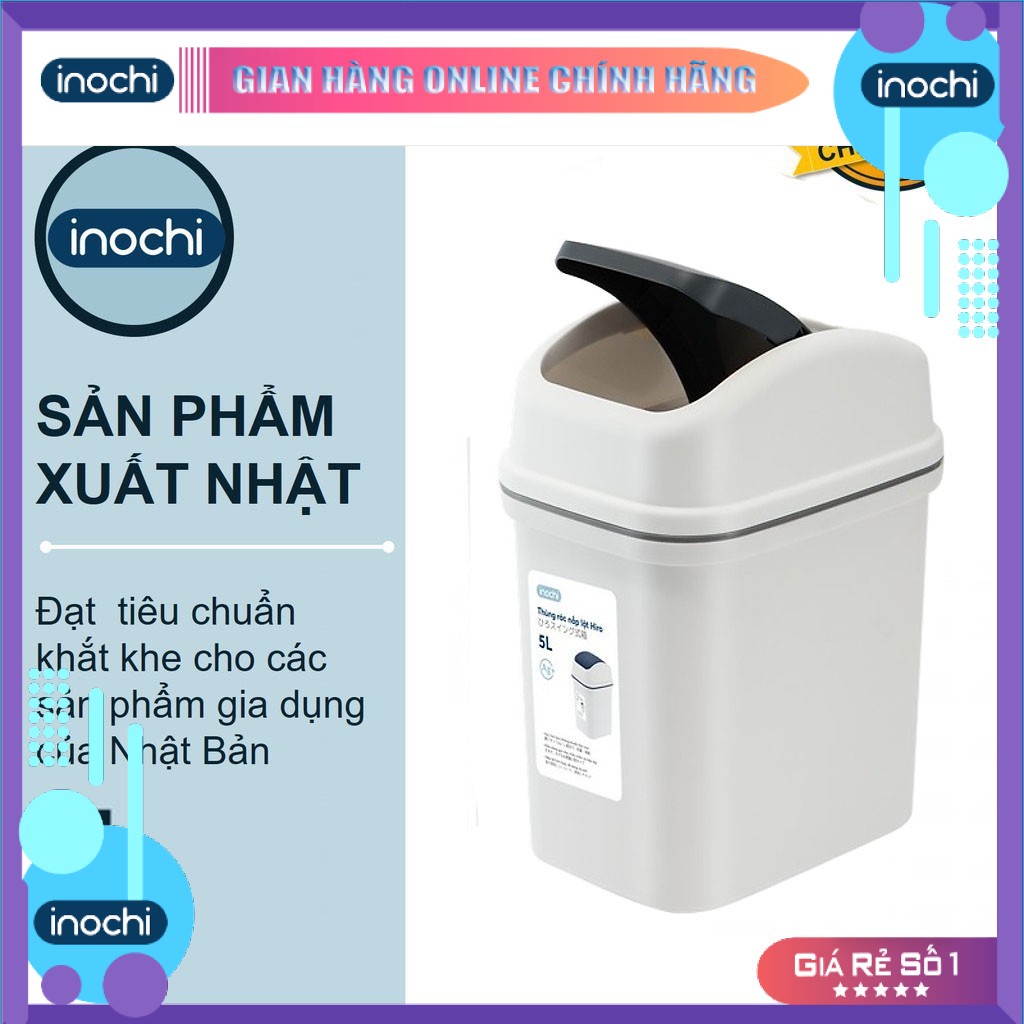 Thùng rác nắp lật Inochi 5L - Hàng chính hãng tiêu chuẩn nhật bản