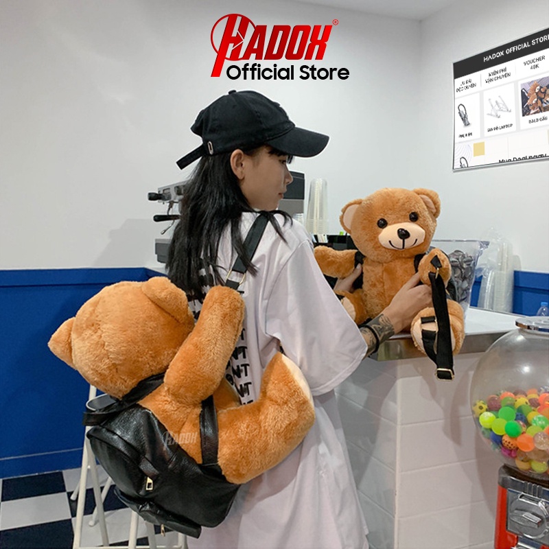 Balo gấu bông HADOX thời trang cute cho nam, nữ chất liệu da cao cấp, balo con gấu unisex giá rẻ HD127