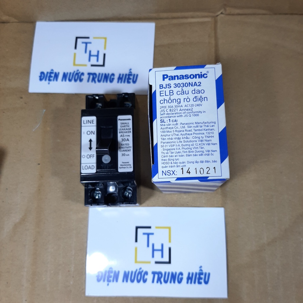 CB chống giật cóc Panasonic 30A, ELB Cầu dao chống rò điện