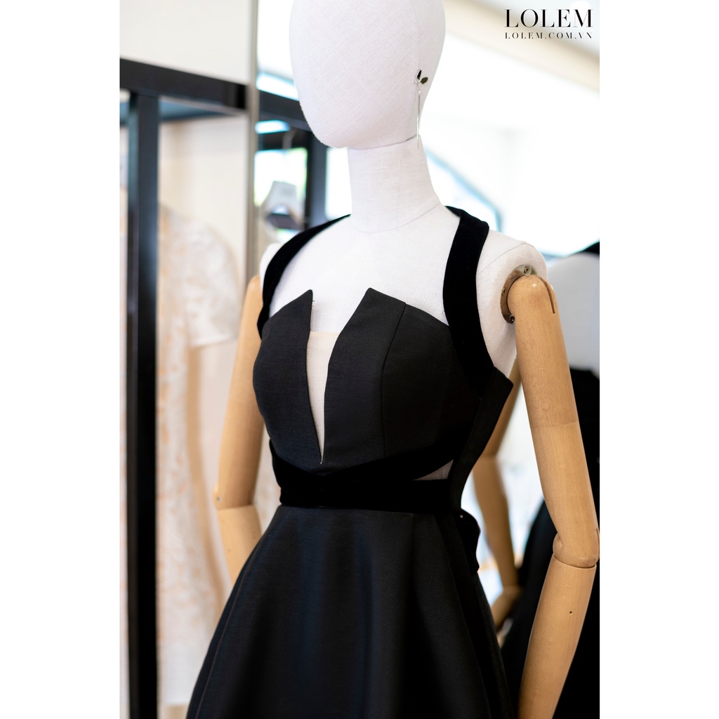 Đầm dự tiệc sang trọng LOLEM DX336 dáng xòe vải tafta xước giữ form tốt