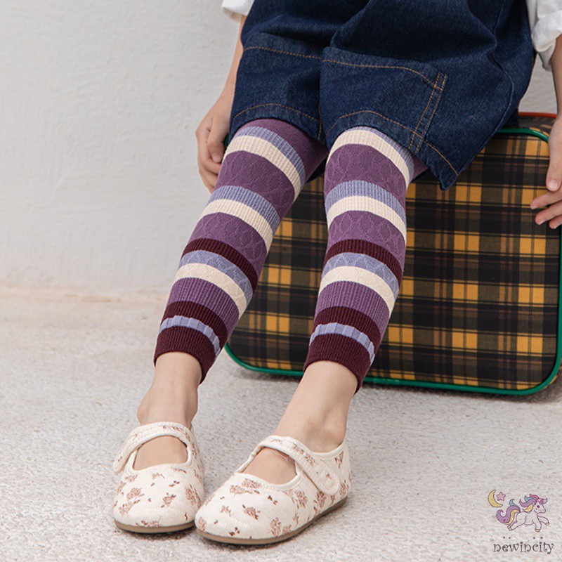 Quần Legging Họa Tiết Kẻ Sọc Màu Tương Phản Dành Cho Bé