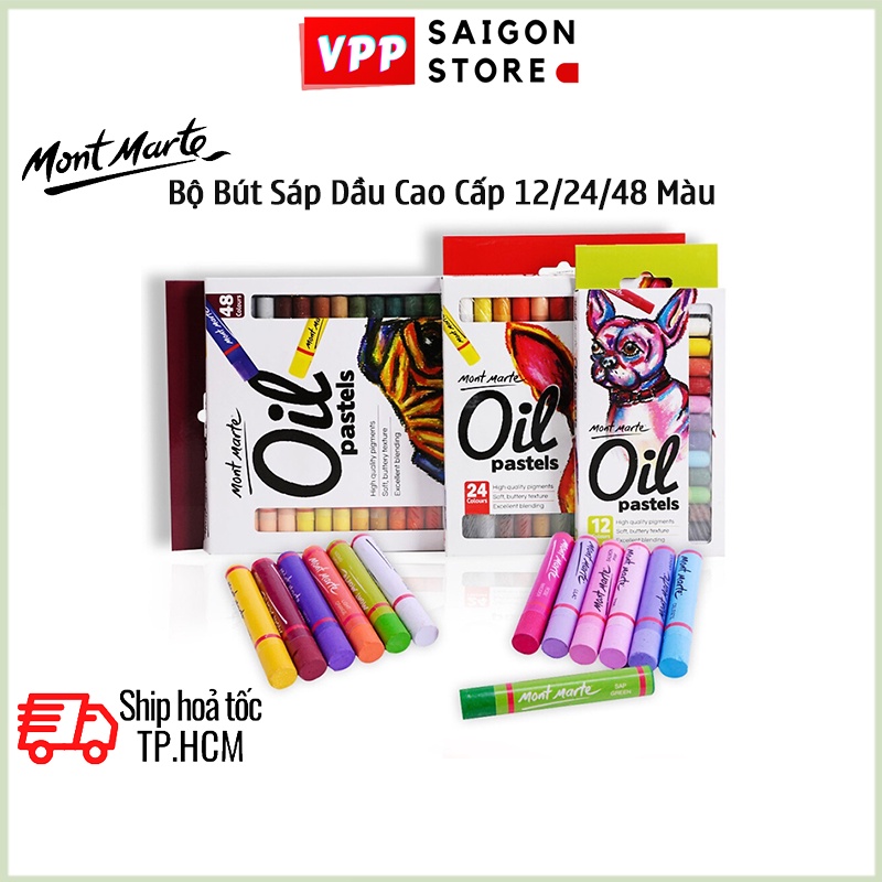 Bộ Bút Sáp Dầu Cao Cấp Mont Marte 12/24/48 Màu - Oil Pastels Signature - MMPT0013/MMPT0014/MMPT0015