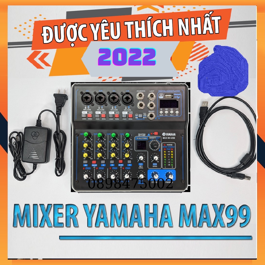 Mixer Yamaha Max 99 USB bluetooth 16 chế độ vang karaoke gia đình, livestream fb