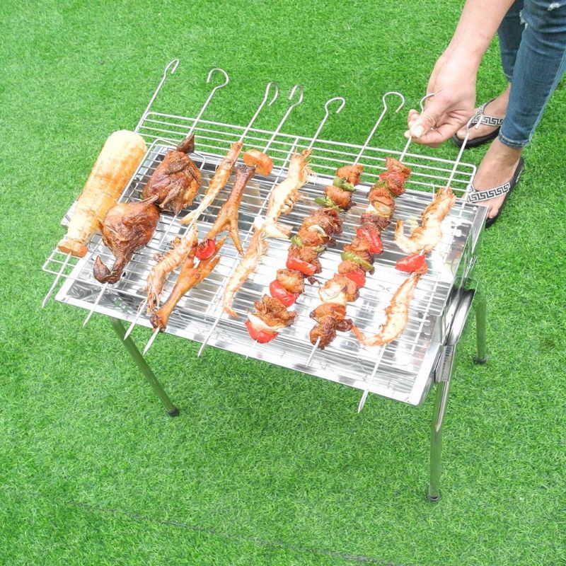 Bếp nướng than BBQ inox điều chỉnh được độ cao cỡ Đại,62*30*57cm