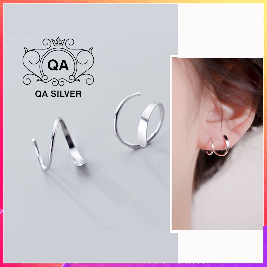 Khuyên tai bạc xoắn bông tai cuộn tròn kẹp vành tối giản S925 HELIX Silver Earrings QA SILVER EA191108