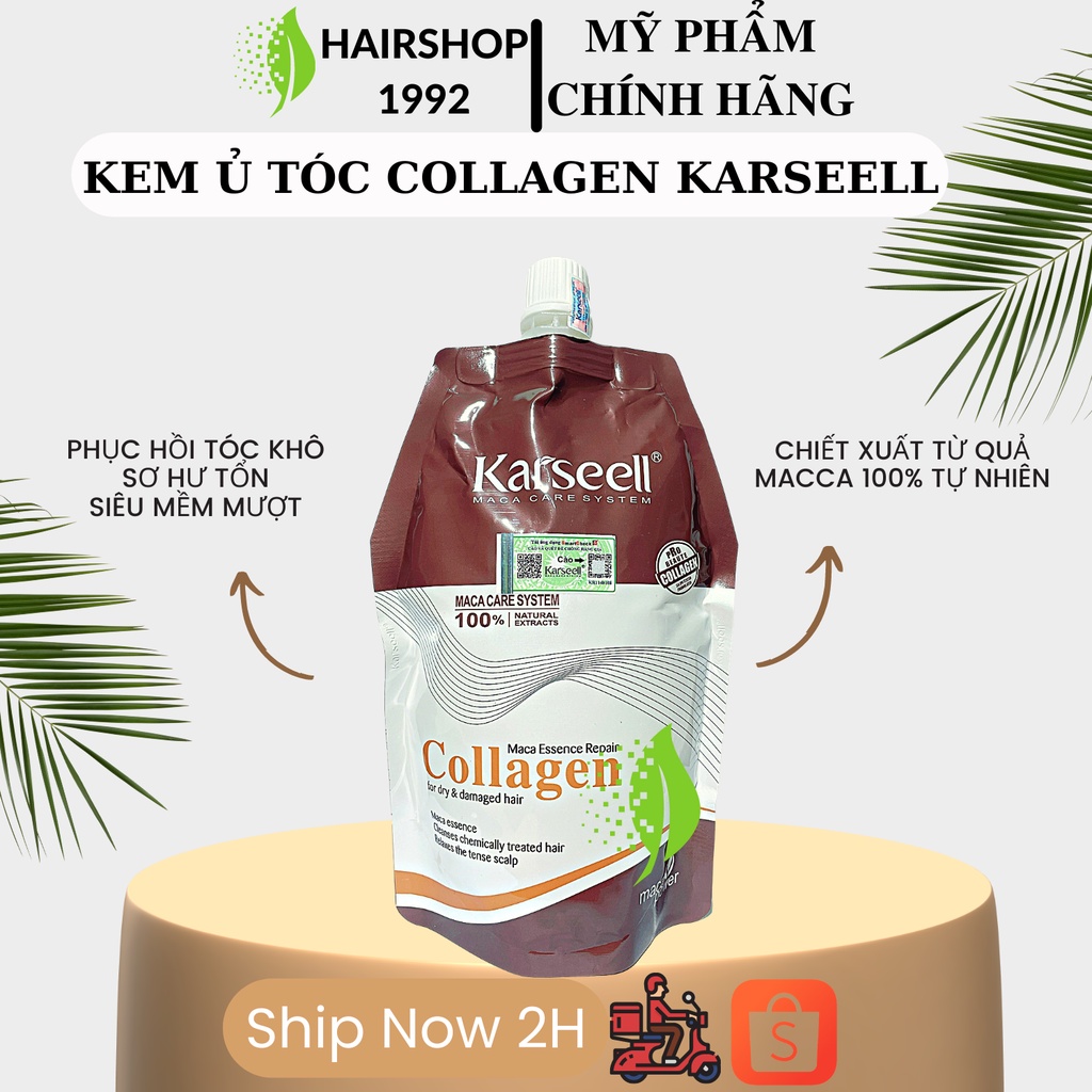 Dầu hấp ủ tóc collagen KARSEELL MACCA 500ml chính hãng phục hồi tái tạo tóc siêu mượt hương nước hoa | HAIRSHOP_1992